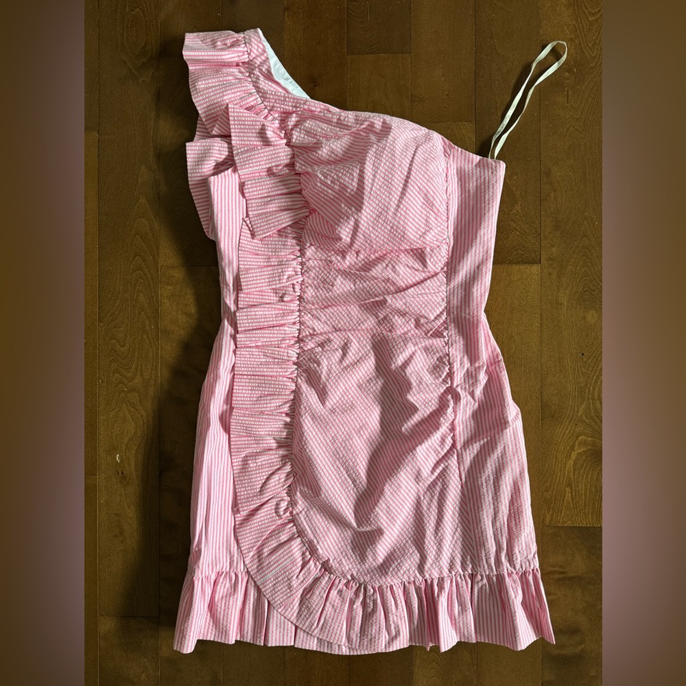 Lilly Pulitzer Pink Striped One-Shoulder Dress